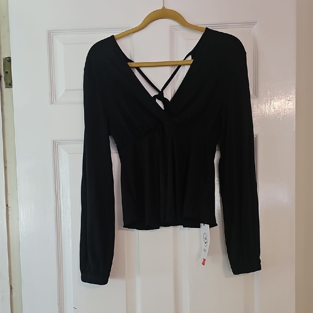 Cider Black Long Sleeve Blouse